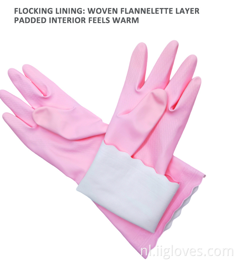 Gedompelde kudde gevoerde aangepaste werk rubberen handschoenen Hand Job huishouden rubber rubber gglove keuken huishouden wassen dip kudde gevoerde handschoenen